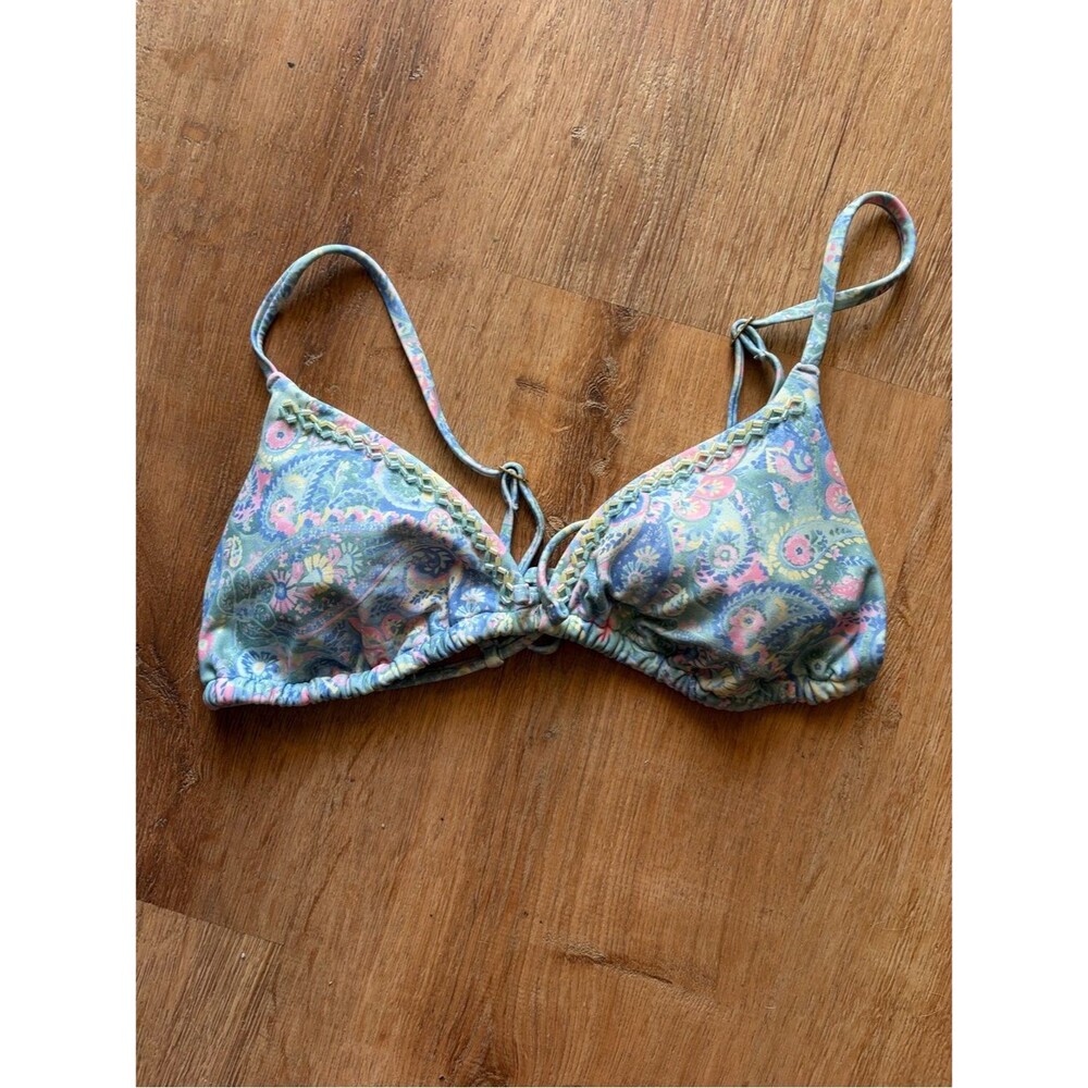 Hollister Pastel Floral Paisley Beaded Bikini Top